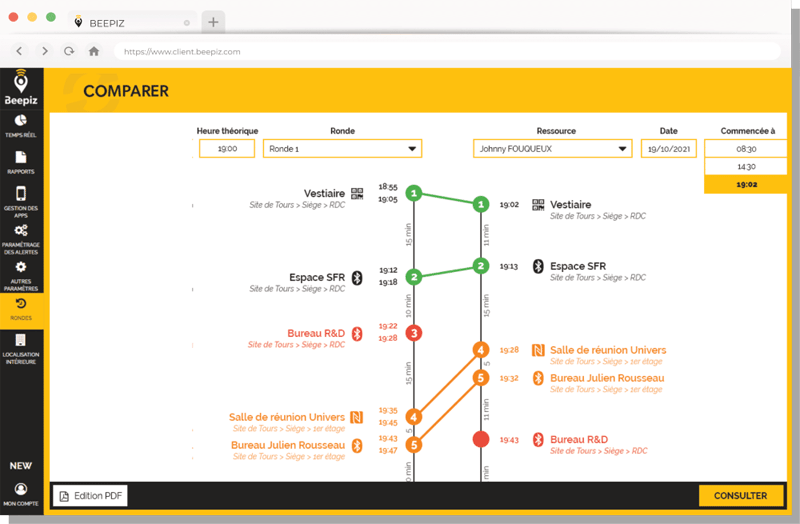 Rondier pour rondes | DATI / PTI | Application Beepiz